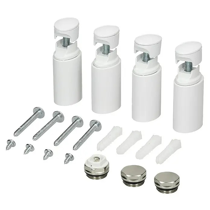 LuxeBath Elektro-Badheizkörper Handtuchwärmer Elektrisch Seitenanschluss mit Heizstab 1200W gebogen - B x H: 75 x 180 cm - Ein Satz von Heizkörperbefestigungen mit Schrauben, Dübeln und Abdeckungen. Ideal für die sichere und stabile Montage von Heizkörpern.