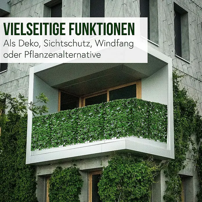 Proregal Sichtschutzelement Balkonsichtschutz - B x H: 300 x 100 cm, Kunststoff, Blatt dunkel - Balkon mit grünen Pflanzenmatten als Dekoration und Sichtschutz. Vielseitige Funktionen für ein schönes Zuhause.
