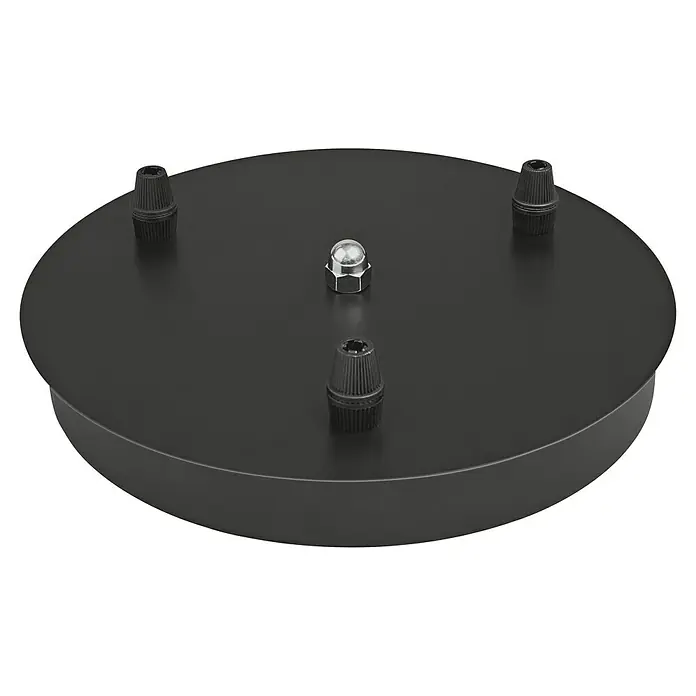 Osram Lampenbaldachin Triple Canopy Vintage 1906 - Schwarz, 200 mm - Deckenhalterung für Pendelleuchten, Schwarz, mit zentraler Befestigung und drei Kabeleinführungen für stilvolle Beleuchtungslösungen.