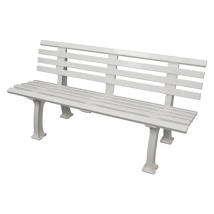 Proregal Gartenbank Antigua 3-Sitzer aus Kunststoff - Weiß - Weiße Gartenbank mit Lattenrost-Sitz und -Lehne für Parks, Gärten und Terrassen, ideal zum Entspannen im Freien.