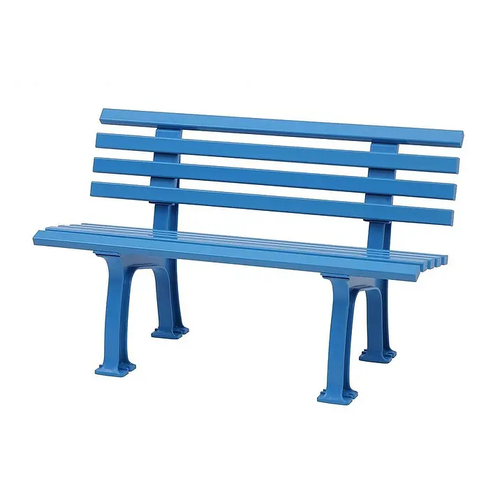 Proregal Gartenbank Antigua 2-Sitzer aus Kunststoff - Himmelblau - Blaue Parkbank mit Lattenmuster. Die Bank steht auf vier Füßen und hat eine hohe Rückenlehne für Komfort.
