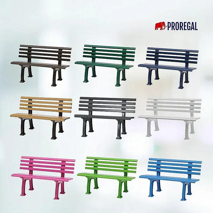 Proregal Gartenbank Antigua 2-Sitzer aus Kunststoff - Weiß - Verschiedenfarbige Proregal-Parkbänke.