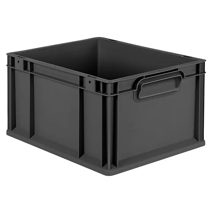 Proregal Eurobox Eurobox NextGen Color - L x B x H: 40 x 30 x 22 cm, Kunststoff, Schwarz, Schwarz - Graue Kunststoffbox mit Griffen, ideal zur Aufbewahrung und zum Transport von Gegenständen.