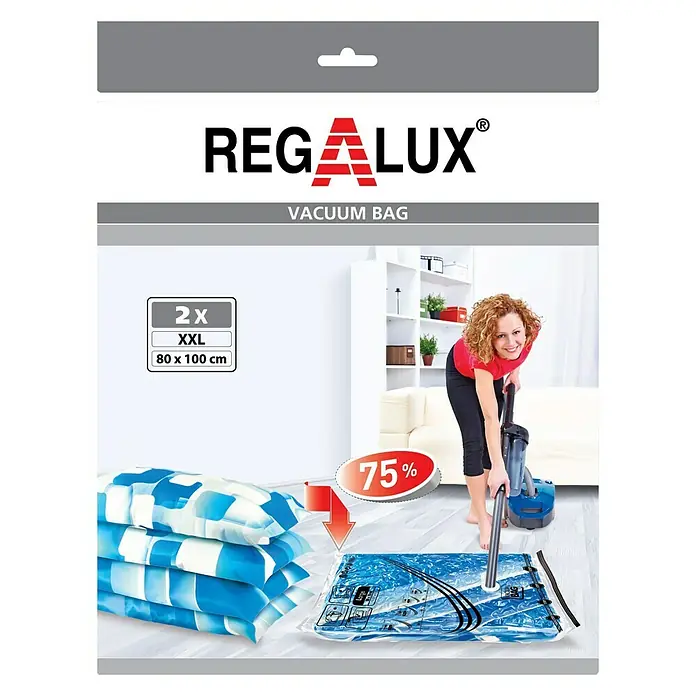 Regalux Vakuum-Beutel-Set XXL - L x B: 100 x 80 cm, 2 Stk., Transparent - Regalux Vakuumbeutel, 2 Stück XXL Größe 80x100 cm. Ideal zur platzsparenden Aufbewahrung von Textilien.