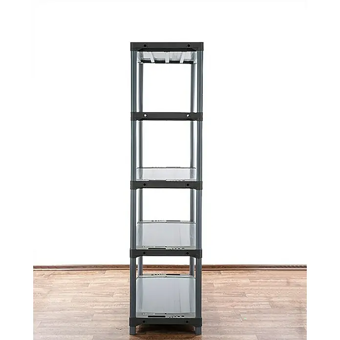 Proregal Kunststoffregal GREY BEAR - Traglast pro Boden: 120 kg, Anzahl Böden: 5 Stk., Stecken, Grau - Dieser stabile, graue Turmregal bietet mit seinen fünf Ablagen reichlich Stauraum für jedes Zuhause und ist ein echter Hingucker.