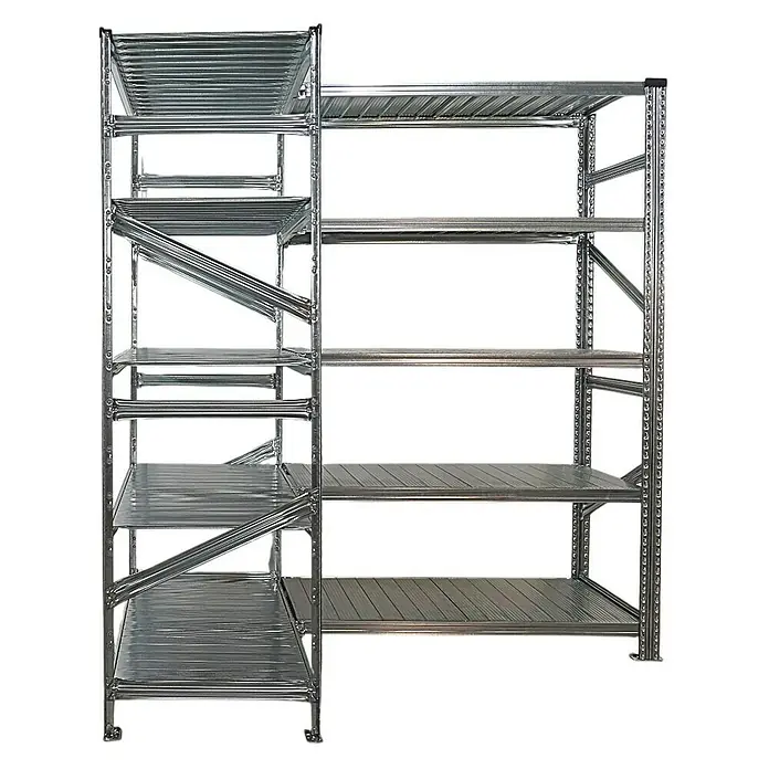 Proregal Eckregal PROXIMO - Traglast pro Boden: 100 kg, Anzahl Böden: 5 Stk., Stecken, Verzinkt - Metallregal mit mehreren Regalböden. Perfekt für Lagerung und Organisation, robust und vielseitig einsetzbar.