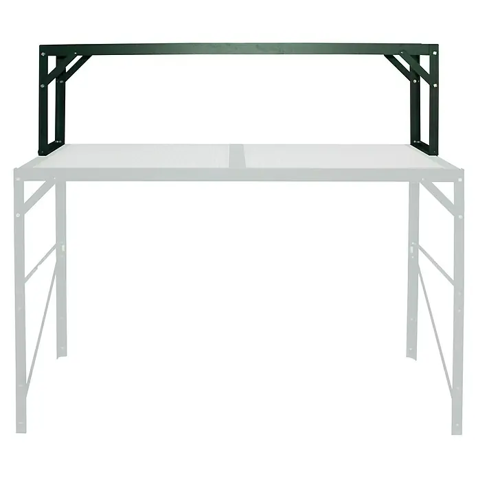 Vitavia Aufsatz für Gewächshaus-Tisch II - 28 x 121 x 39 cm, Smaragd - Ein dunkles, aufsatzregalartiges Produkt, das auf einem Tisch montiert ist und zusätzlichen Stauraum bietet.