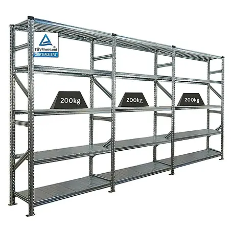 Proregal  Metallregal Fachbodenregal PROXIMO 1x Grundregal + 2x Anbauregal