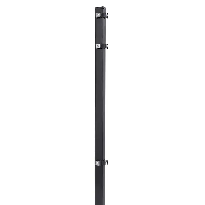 Peddy Shield Eckpfosten - 170 cm x 40 mm x 40 mm, Anthrazit - Schwarzer Pfosten mit stabilen, runden Befestigungen für Geländer, ideal für den Außenbereich. Robuste Bauweise für langanhaltende Sicherheit.