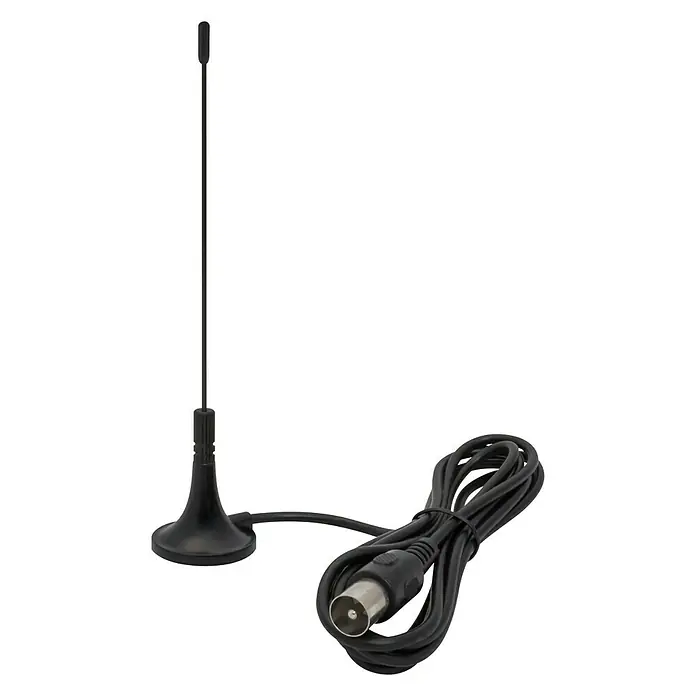 Megasat DVB-T Stabantenne M90 - L x B x H: 30 x 30 x 140 mm, Verstärker: Passiv 3 dB, 5 V DC - Antenne mit magnetischem Fuß und Kabel für verbesserten Empfang von TV-Signalen. Kompakte Größe für vielseitige Platzierung.