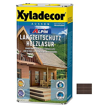Xyladecor Holzlasur Alpin (Palisander, 5 l, Seidenglänzend)