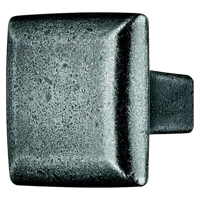 Möbelknopf - Typ Möbelgriff: Knopf, Vernickelt, Silber - Quadratischer Möbelknopf aus dunklem Metall. Rustikaler Stil für Schubladen und Schränke, robust und langlebig.