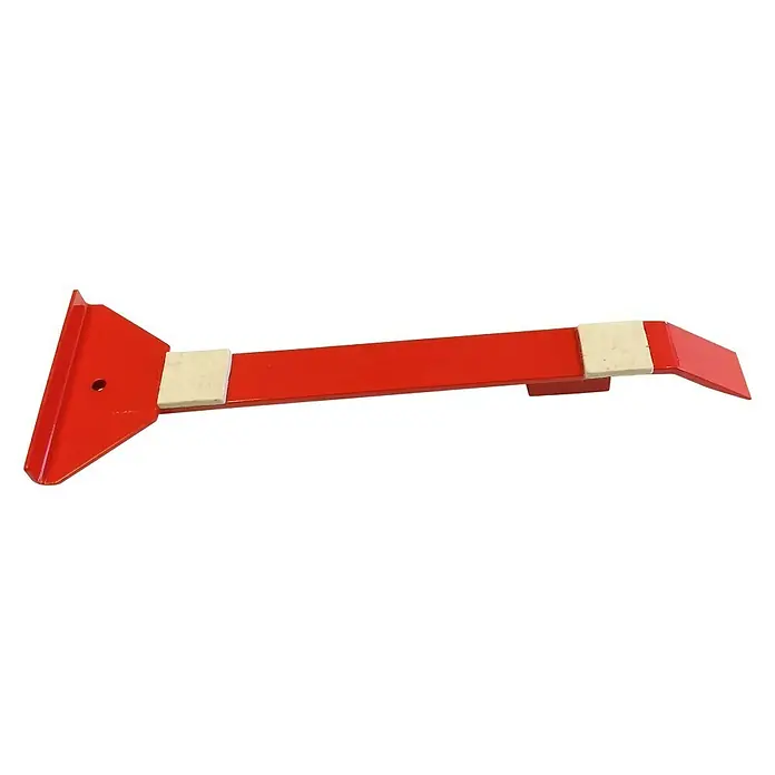 LOGOCLIC Zugeisen - 30 x 8 x 2 cm, Extra breite Auflage - Roter Farbschaber mit einer dreieckigen Klinge, einem langen Griff und einer abgewinkelten Spitze für vielseitige Farbentfernungsaufgaben.