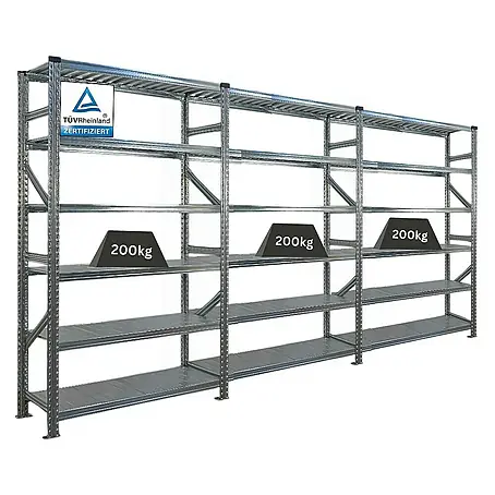 Proregal  Metallregal Fachbodenregal PROXIMO 1x Grundregal + 2x Anbauregal