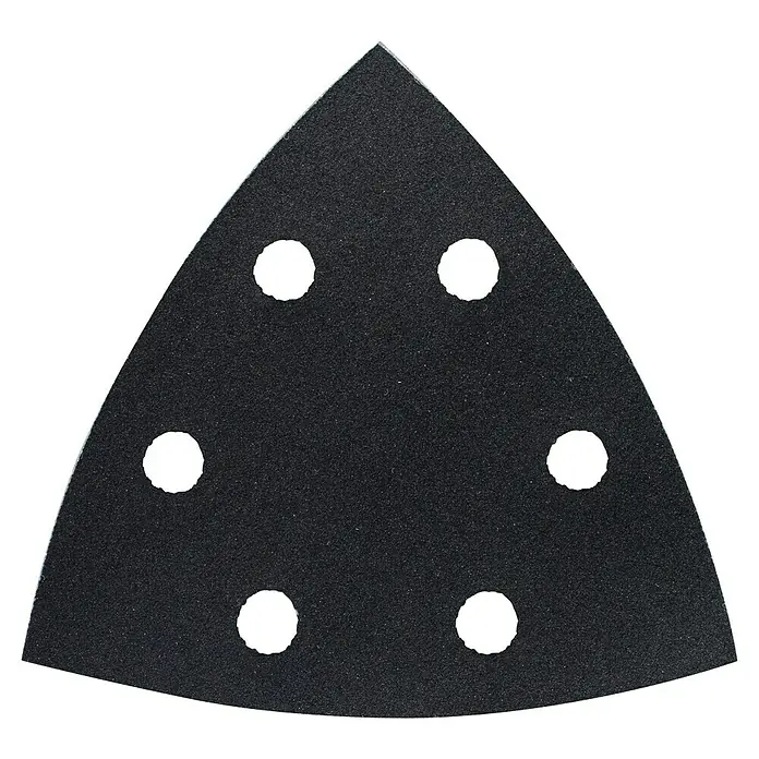Craftomat Delta-Schleifpapier BFCC - L x B: 93 x 93 mm, 5 Stk., 400 - Dreieckiges Schleifpapier mit sechs Löchern. Ideal zum Schleifen von Ecken und Kanten mit einem Multischleifer.