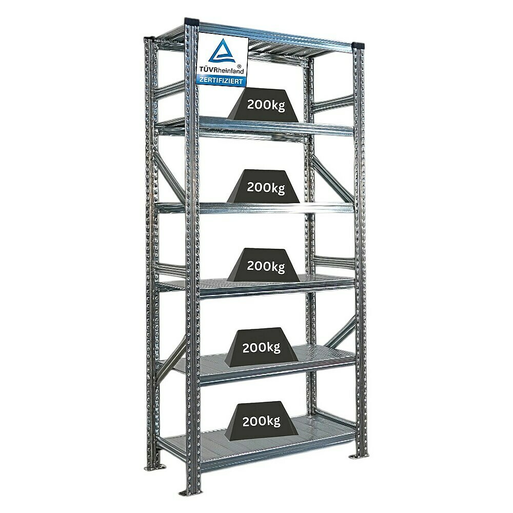 Fachbodenregal Heavy Duty 2500x1000x400 mm (hxbxt) 6 Ebenen 250 kg