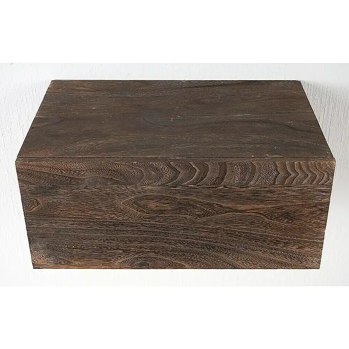 Berlinlodge Holzregal Wandregal - H x B x T: 21 x 46 x 30 cm, Anzahl Böden: 1 Stk., Einhängen, Braun - Rustikale, braune Holzkiste mit einer markanten Maserung und einer klassischen Form. Perfekt für die Aufbewahrung verschiedener Gegenstände.