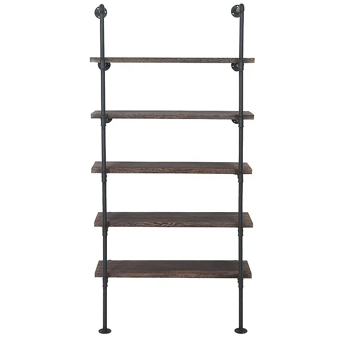 Berlinlodge Holzregal Standregal - H x B x T: 165 x 80 x 28 cm, Anzahl Böden: 5 Stk., Aufstellen, Braun - Industrial Bücherregal mit fünf Ebenen. Dieses Regal bietet viel Stauraum und verleiht jedem Raum einen industriellen Look.