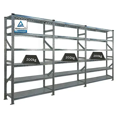 Proregal  Metallregal Fachbodenregal PROXIMO 1x Grundregal + 2x Anbauregal