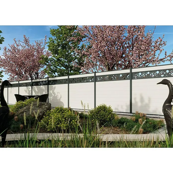 Joda Sichtschutzelement Kingston Dekor-Element Marble - B x H: 29,4 x 178 cm, Kunststoff, Anthrazit - Gartenzaun mit modernem Design und Dekorelementen für Privatsphäre und Ästhetik. Schützt den Garten vor neugierigen Blicken und wertet ihn optisch auf.