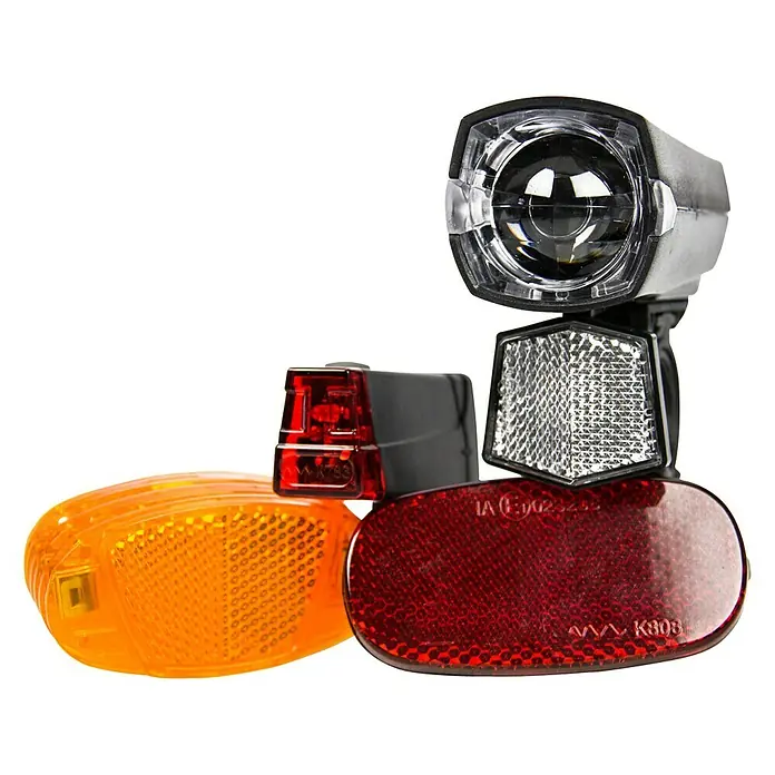 Fischer Fahrrad-Aufrüst-Set - 7 -tlg. - Bild von Fahrradlichtern und Reflektoren für verbesserte Sicherheit im Straßenverkehr.
