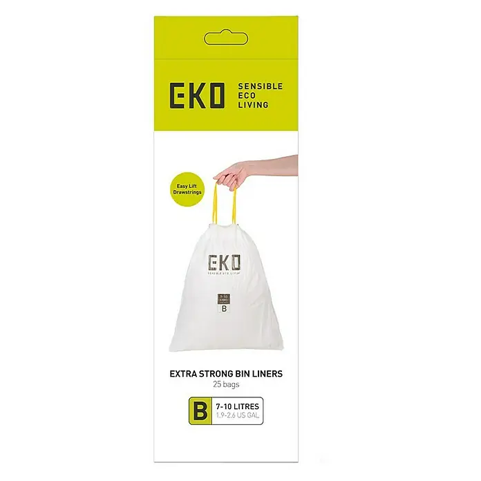 Proregal Müllbeutel Extra starke perfekt passende Abfallbeutel mit Zuggurt - 9 l, 600 Stk., Weiß - Eine Packung EKO B Extra Strong Müllbeutel mit 25 Stück, ideal für 7-10 Liter Abfall, mit praktischem Zugband für einfaches Verschließen.
