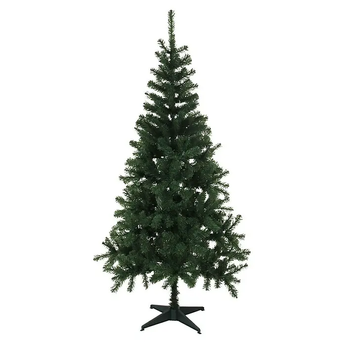Árbol de Navidad artificial Edwards - Altura: 120 cm, Verde - Árbol de Navidad artificial con agujas verde oscuro y base negra para decoraciones festivas.