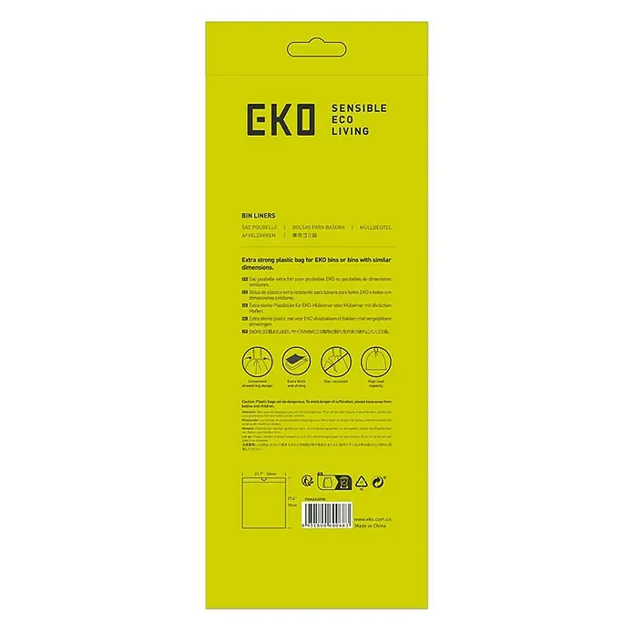 Proregal Müllbeutel Extra starke perfekt passende Abfallbeutel mit Zuggurt - 35 l, 288 Stk., Weiß - EKO Müllbeutel-Packung mit der Aufschrift "Sensible Eco Living".\n