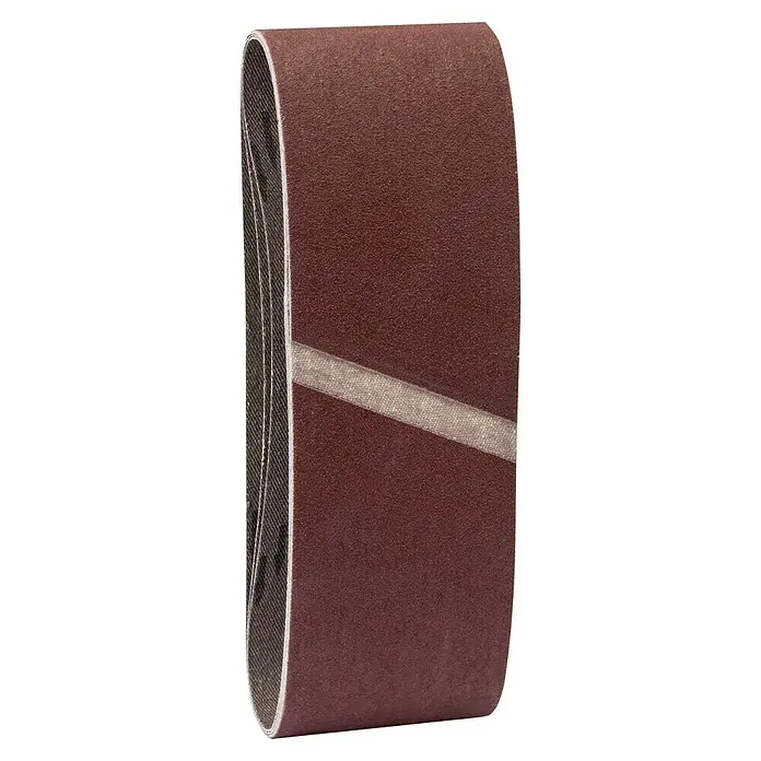 Craftomat Lija de banda - L x An: 400 x 60 mm, Grano: 150, 3 ud. - Primer plano de una banda abrasiva en un rico color marrón, perfecta para proyectos de carpintería y metalistería.