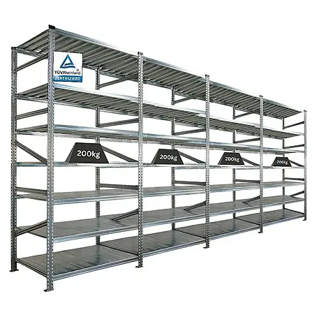 Proregal  Metallregal Fachbodenregal PROXIMO 1x Grundregal + 3x Anbauregal