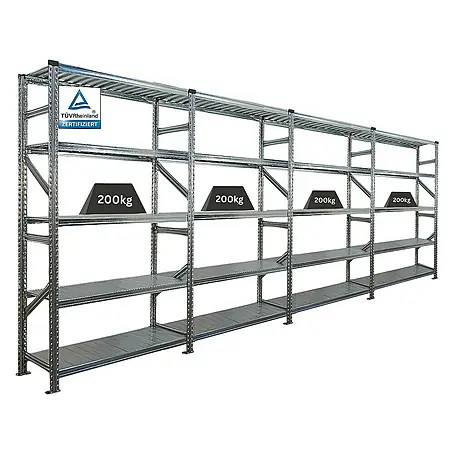 Proregal  Metallregal Fachbodenregal PROXIMO 1x Grundregal + 3x Anbauregal
