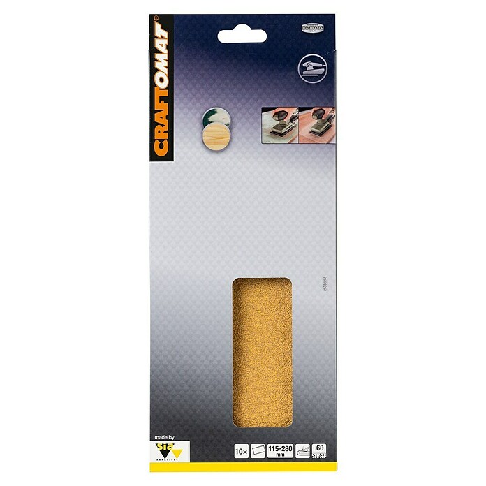 Craftomat Hoja de lija (L x An: 280 x 115 mm, Granulación: 60, 10 uds., Fijación con abrazadera, Sin perforar)
