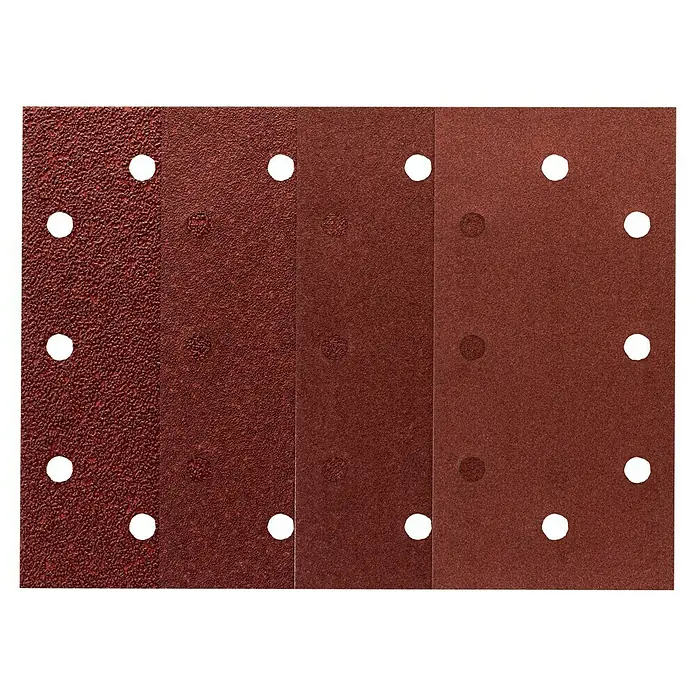 Craftomat Schleifblätter-Set - L x B: 186 x 93 mm, 10 Stk., Klettverschluss - Sandpapierblätter mit Löchern für Schleifarbeiten. Das grobe Schleifpapier ist ideal zum Glätten von Oberflächen oder zum Entfernen von Material.