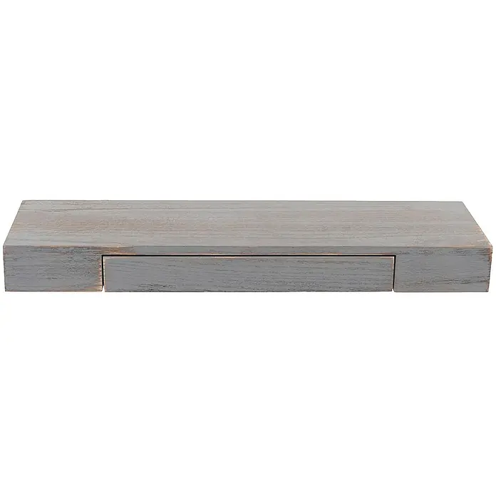 Berlinlodge Holzregal Wandregal - Anzahl Böden: 1 Stk., Einhängen, Grau - Graues Wandregal mit Schublade, ideal zur Aufbewahrung kleiner Gegenstände und zur Dekoration jedes Raumes.