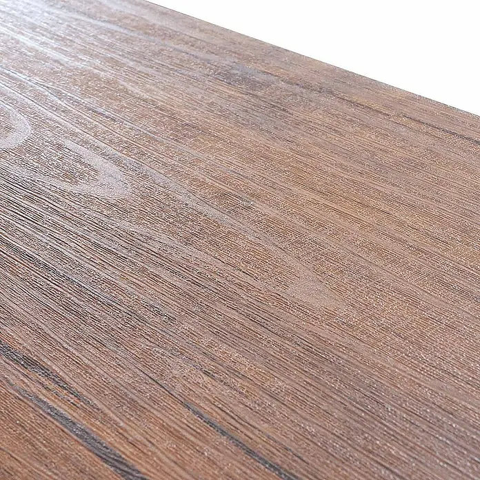 Berlinlodge Holzregal Bücherregal - H x B x T: 183 x 80 x 30 cm, Anzahl Böden: 5 Stk., Aufstellen, Braun - Nahaufnahme einer Tischplatte aus hellem, strukturiertem Holz mit deutlicher Maserung und leichtem Glanz. Ideal für Möbeldesign.