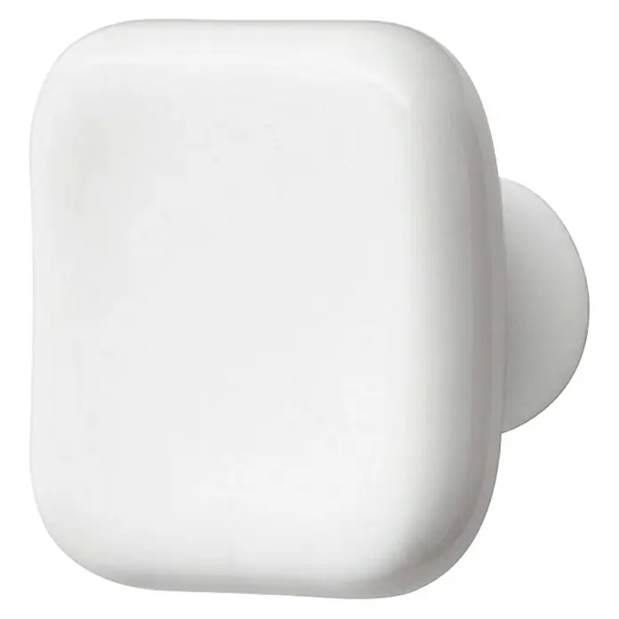 Häfele Pomo para muebles - Porcelana - Primer plano de una lámpara de pared blanca, cuadrada con esquinas redondeadas, que emite una luz suave y difusa.