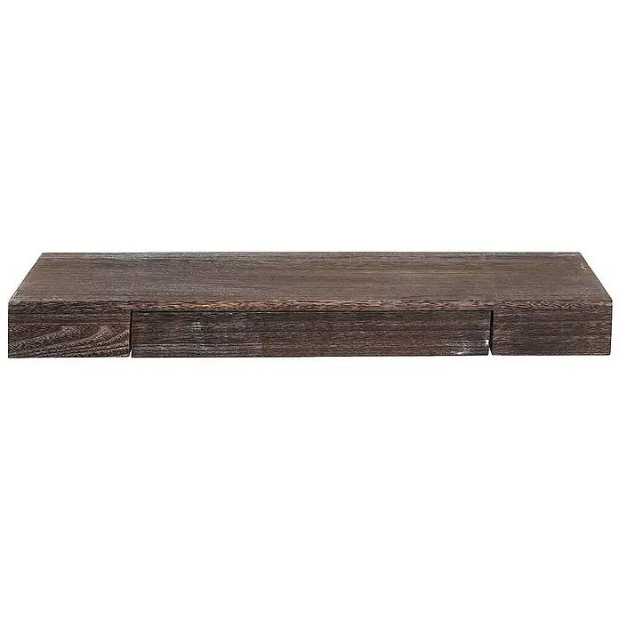 Berlinlodge Holzregal Wandregal - H x B x T: 8 x 80 x 25 cm, Anzahl Böden: 1 Stk., Einhängen, Braun - Holzregal mit Schublade, rustikale Optik für stilvolle Wanddekoration und praktische Aufbewahrung, ideal für Wohnzimmer oder Schlafzimmer.