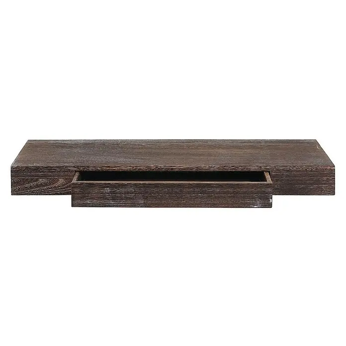 Berlinlodge Holzregal Wandregal - H x B x T: 8 x 80 x 25 cm, Anzahl Böden: 1 Stk., Einhängen, Braun - Stilvolles Holzregal mit Schublade, ideal für Wohnzimmer oder Büro. Bietet praktischen Stauraum und eine rustikale Optik.