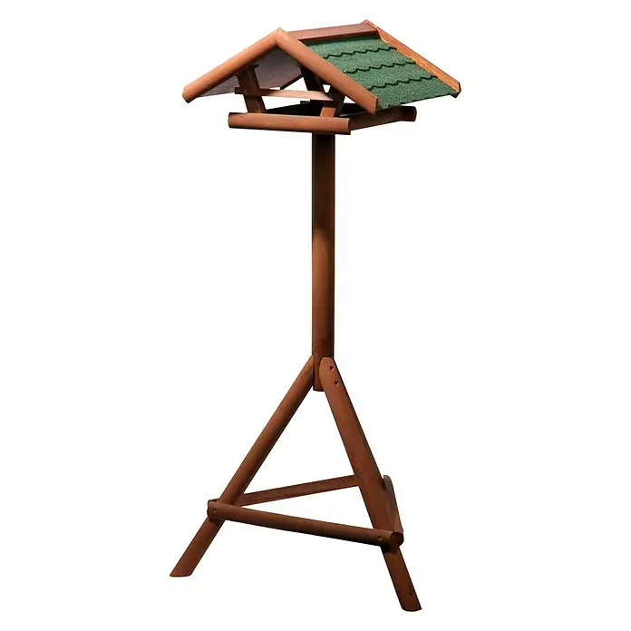 Dobar Vogelhaus Panorama - 44 x 44 x 121,5 cm, Holz, Grün/Braun - Freistehendes braunes Vogelhaus mit grünem Dach, ideal für Gärten und zur Vogelbeobachtung.