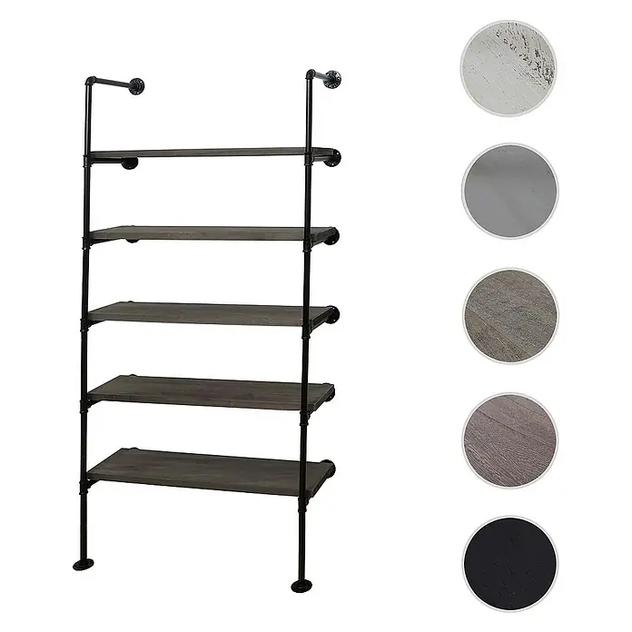 Berlinlodge Holzregal Standregal - H x B x T: 165 x 80 x 28 cm, Anzahl Böden: 5 Stk., Aufstellen, Grau-braun - Das Wandregal im Industrial-Stil mit 5 Regalböden bietet praktischen Stauraum und ein stilvolles Design. Es ist in verschiedenen Farben erhältlich.