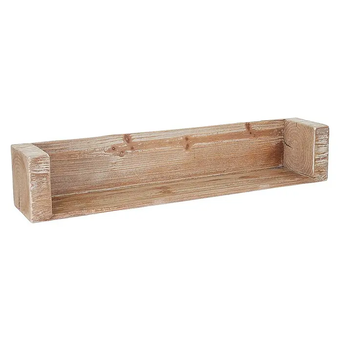 Berlinlodge Holzregal Wandregal - H x B x T: 19 x 84 x 18 cm, Anzahl Böden: 1 Stk., Einhängen, Braun - Rustikales Holzregal mit dekorativen Endstücken und einer hellen, verwitterten Oberfläche für eine warme Atmosphäre.