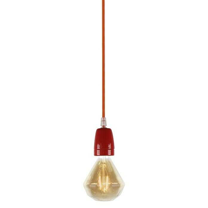Home Sweet Home Lampenfassung (E27, Rot, Porzellan, Ø x H: 4,8 x 5,8 cm)
