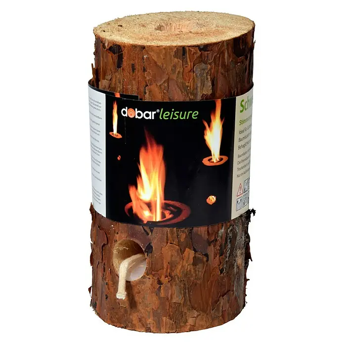 Dobar Schwedenfeuer SetØ x H: 15 x 20 cm - Ein Dober-Freizeit-Baumstumpenfeuer mit einem Docht, um ein Lagerfeuer zu entfachen. Ideal für den Garten und Camping.