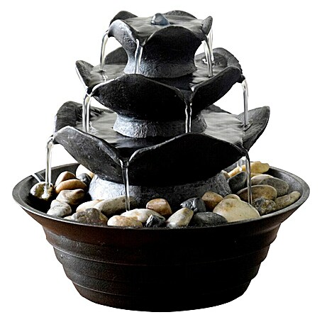Dobar Zimmerbrunnen 4 Schalen mit Kieselsteinen (L x B x H: 22,2 x 22,2 x 20,6 cm)