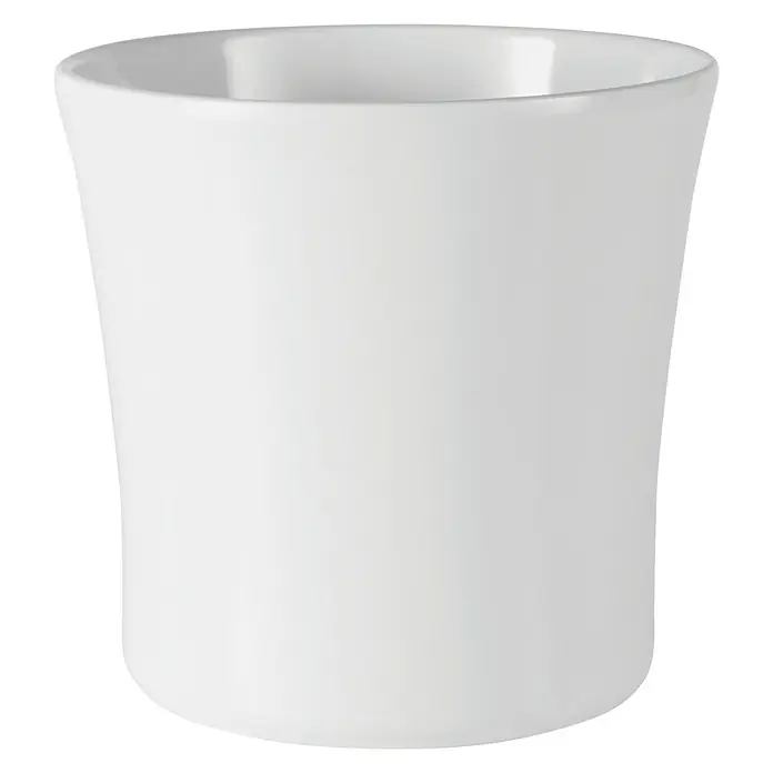Soendgen Keramik Übertopf rund Tahiti - Max. Außendurchmesser: 19 cm, Weiß - Weiße, geschwungene Keramiktasse, ideal für Kaffee, Tee oder als stilvoller Behälter für kleine Pflanzen. Das schlichte Design fügt sich nahtlos ein.