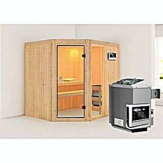 Karibu Elementsauna Fiona (Mit 9 kW Ofen mit externer Steuerung, Ohne Dachkranz, L x B x H: 196 x 170 x 192 cm)