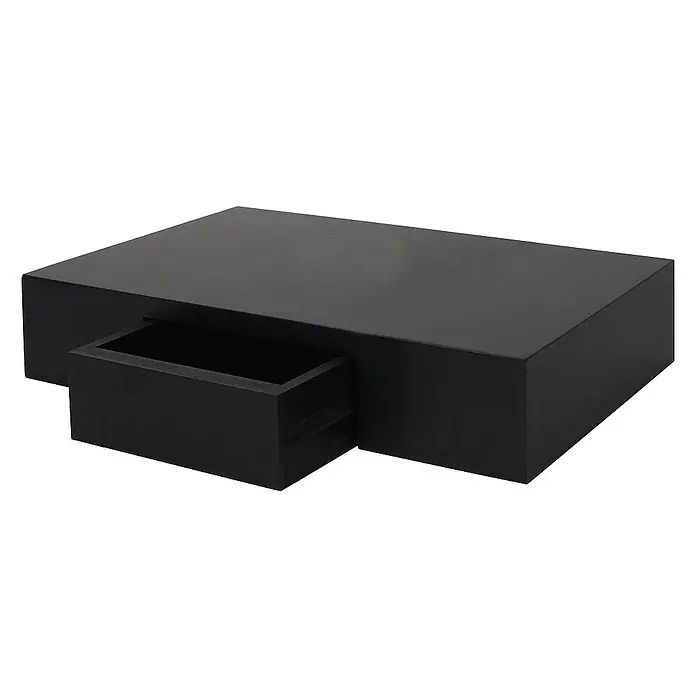 Berlinlodge Holzregal Wandregal Ilse - Anzahl Böden: 1 Stk., Einhängen, Schwarz - Schwarzer Couchtisch mit Schublade, ideal für moderne Wohnräume. Das minimalistische Design bietet Stauraum und Ablagefläche.