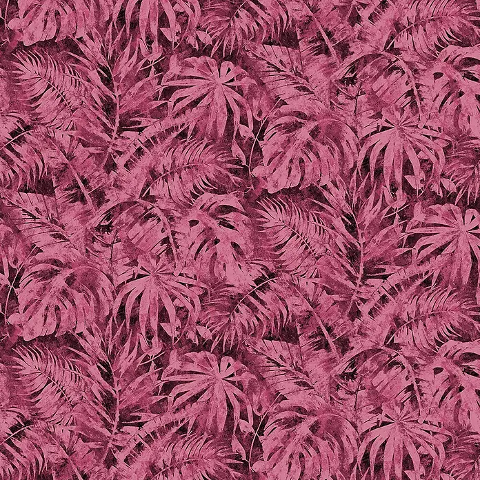 A.S. Création Cosmoliving by Cosmopolitan Fototapete Palme - B x H: 159 x 280 cm, Vlies, Pink-Schwarz-Rosa - Elegantes Muster mit tropischen Blättern in dunklem Pink. Ein stilvolles Design für Textilien und Dekorationen mit exotischem Flair.