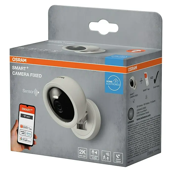 Osram Smart+ Überwachungskamera Fixed - Passend für: Alarmsystem, Smart Home System - Abbildung einer OSRAM SMART+ Kamera Fixed, einer smarten Überwachungskamera für den Innenbereich.