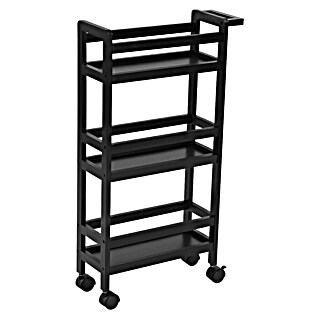 Carro de cocina (L x An x Al: 15 x 36 x 74 cm, Negro, Acero)